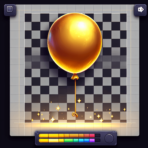 gold color baloon string hanging straigth view.
Single Game Texture.  In-Game asset.  2d.  Blank background.  High contrast.  No shadows