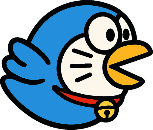 crate doraemon flapi bird.
In-Game asset.  2d.  High contrast.  No shadows