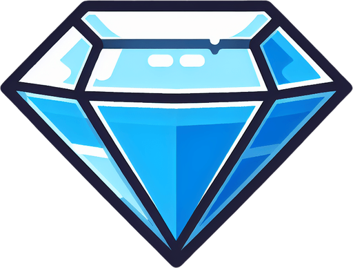 Алмаз, мультяшный.
Single Game Texture.  In-Game asset.  2d.  Blank background.  High contrast.  No shadows