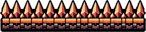 Row of Spikes. Computer Game
Single Game Texture.  In-Game asset.  2d.  Blank background.  High contrast.  No shadows