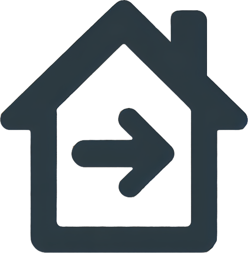 Minimal icon of a home with direction icon pointing to the home.
sand background