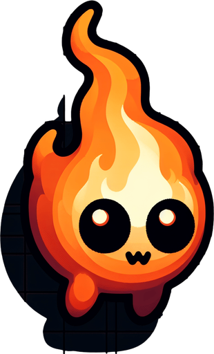 fire with eyes and mouth.
Single Game Texture.  In-Game asset.  2d.  High contrast.  No shadows
