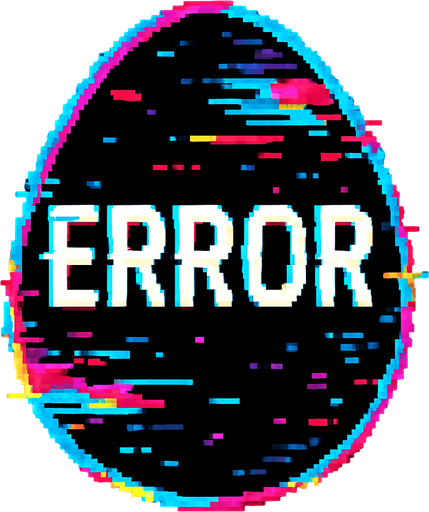 A glitched, Error egg.
In-Game asset.  2d.  High contrast.  No shadows