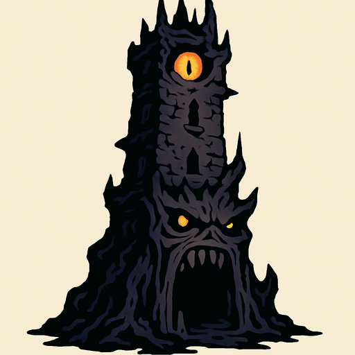 korkunç bir kule.
In-Game asset.  2d.  High contrast.  No shadows