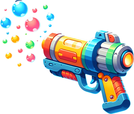 Bubble Shooting Gun.
Single Game Texture. In-Game asset. 2d. Blank background. High contrast. No shadows.