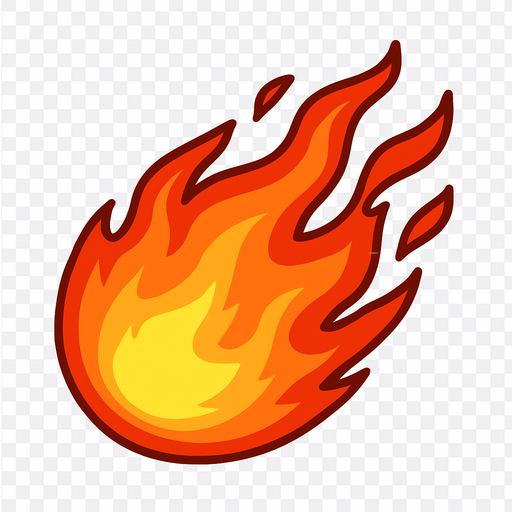 Fireball Transparent background.
In-Game asset.  2d.  High contrast.  No shadows