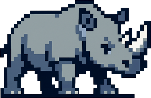 Rhino 8bit.
In-Game asset.  2d.  High contrast.  No shadows