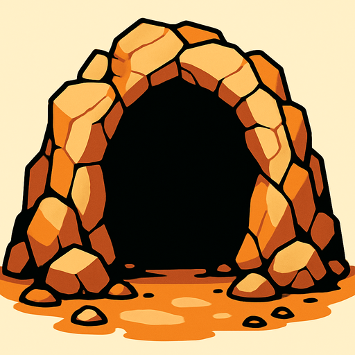 mağara girişi.
In-Game asset.  2d.  High contrast.  No shadows