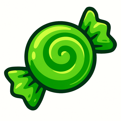 Green candy.
In-Game asset.  2d.  High contrast.  No shadows