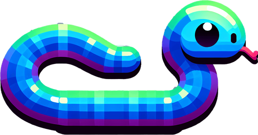 simple snake image. transparent background..
Single Game Texture. In-Game asset. 2d. Blank background. High contrast. No shadows.