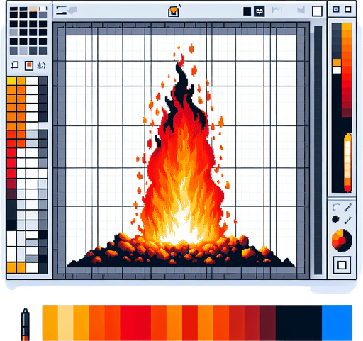 pixelart asset pillar of fire.
White background, high contrast, shadowless.