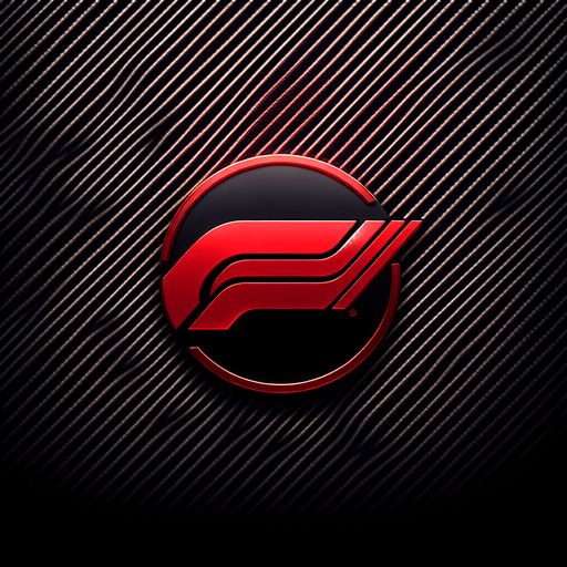 Red "F1" logo with dark carbon fiber.
Single Game Texture. In-Game asset. 2d. Blank background. High contrast. No shadows.