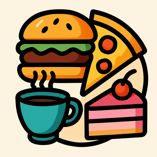 ultraburgerpizzacafecake.
In-Game asset.  2d.  High contrast.  No shadows