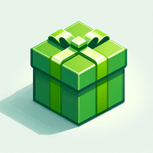 A big green christmas gift, isometric view Single Game Texture. In-Game asset. 2d. Blank background. High contrast. No shadows.
