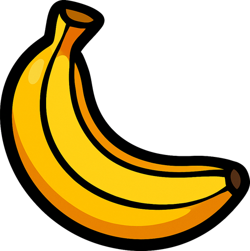 fruit_banana.
In-Game asset.  2d.  High contrast.  No shadows