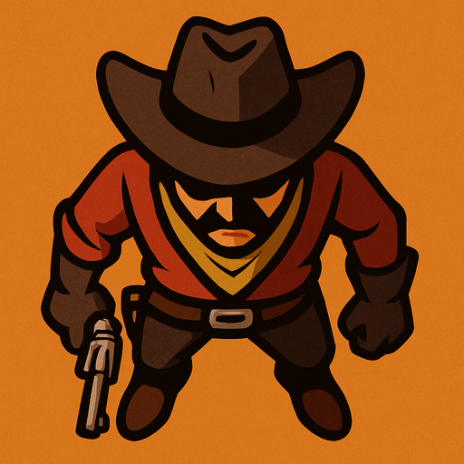 Top view enemy cowboy.
In-Game asset.  2d.  High contrast.  No shadows