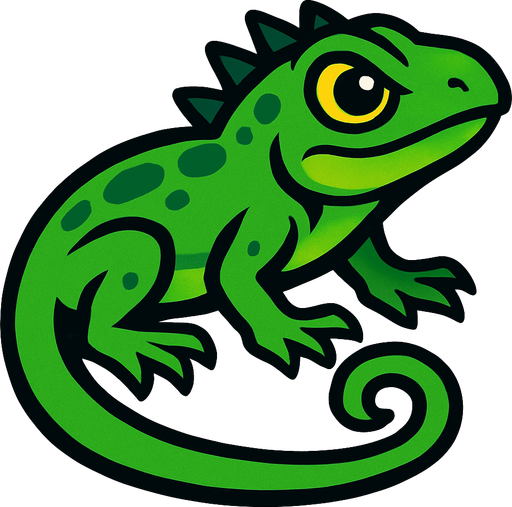 Green lizard.
In-Game asset.  2d.  High contrast.  No shadows