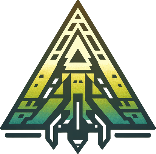 triangular space ship, yellow/green.
Single Game Texture.  In-Game asset.  2d.  Blank background.  High contrast.  No shadows