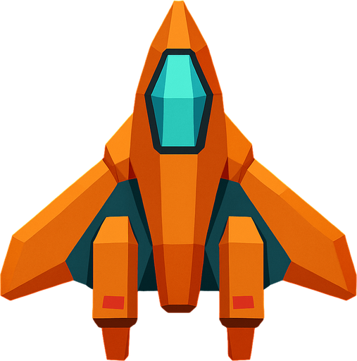 give me a low polly spaceship..
In-Game asset.  2d.  High contrast.  No shadows