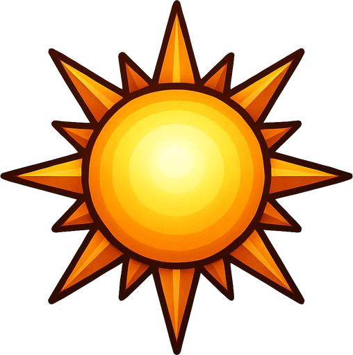 Sol puntiagudo luminoso.
In-Game asset.  2d.  High contrast.  No shadows