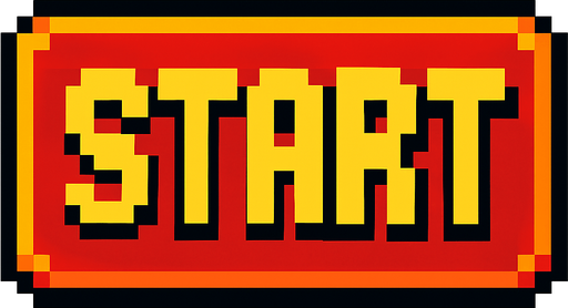 Start button, pixel art.
In-Game asset.  2d.  High contrast.  No shadows