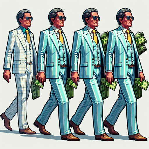 Богатый человек идёт.
Single Game Texture. In-Game asset. 2d. Blank background. High contrast. No shadows.