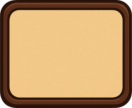 A tan dialog box background with a dark brown border..
In-Game asset.  2d.  High contrast.  No shadows. Cartoon style. 3D image