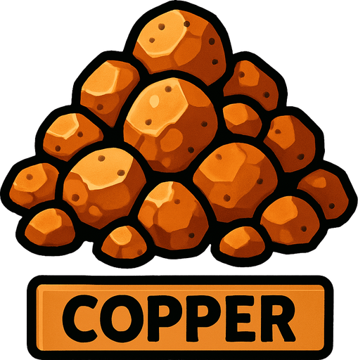 Copper.
In-Game asset.  2d.  High contrast.  No shadows