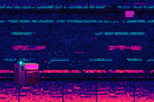 cyberpunk pixel art asphalt street. In-Game asset. 2d. High contrast. No shadows, street debris
