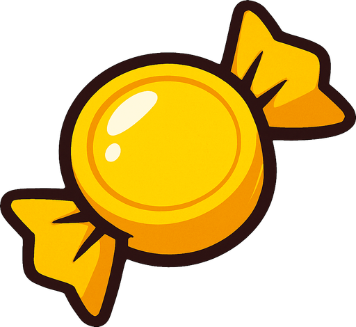 Sarı şeker.
In-Game asset.  2d.  High contrast.  No shadows