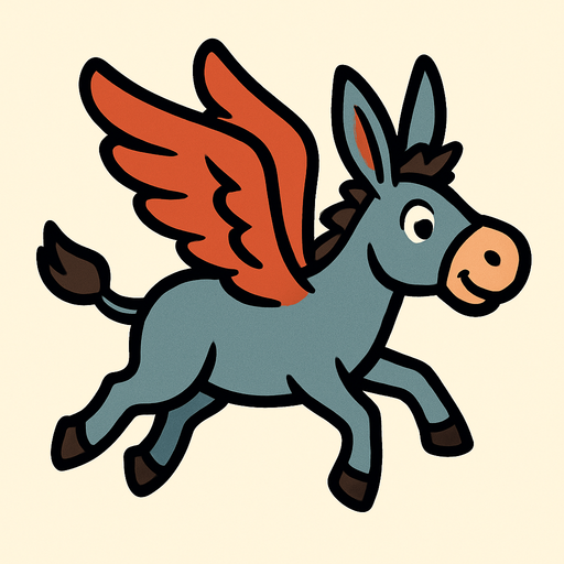 uçan eşşek.
In-Game asset.  2d.  High contrast.  No shadows