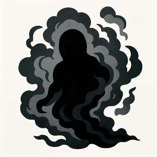 karanlık bir gölge , duman.
In-Game asset.  2d.  High contrast.  No shadows
