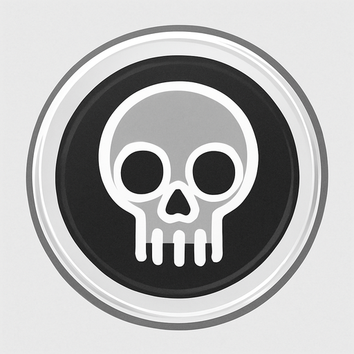 bir düğme ama içinde kurukafa .işareti olsun şeffaf.
In-Game asset.  2d.  High contrast.  No shadows