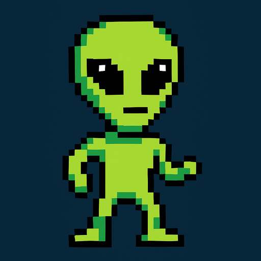 allien pixel.
In-Game asset.  2d.  High contrast.  No shadows