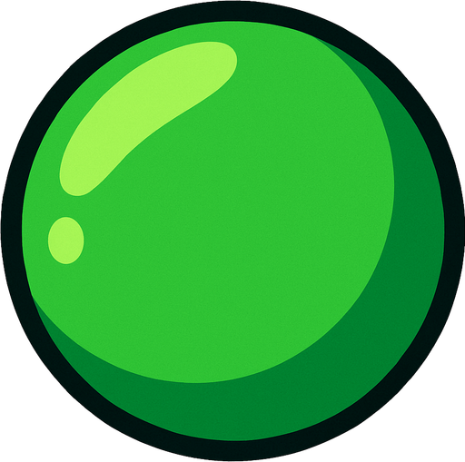 yuvarlak yeşil top.
In-Game asset.  2d.  High contrast.  No shadows