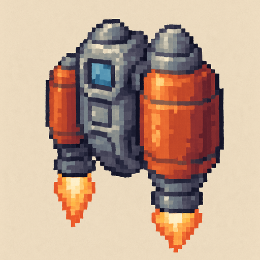 Three-quarter view pixel art jetpack