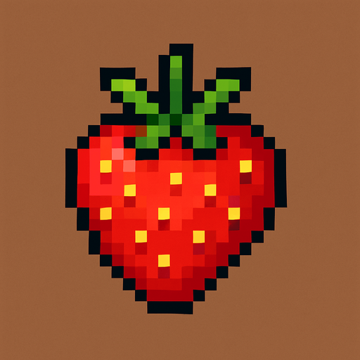 make pixel art 2d strawberry.
In-Game asset.  2d.  High contrast.  No shadows