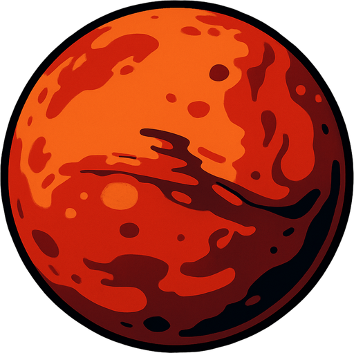mars gezegeni.
In-Game asset.  2d.  High contrast.  No shadows