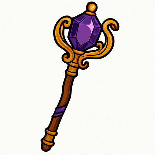 Magician's staff.
In-Game asset.  2d.  High contrast.  No shadows