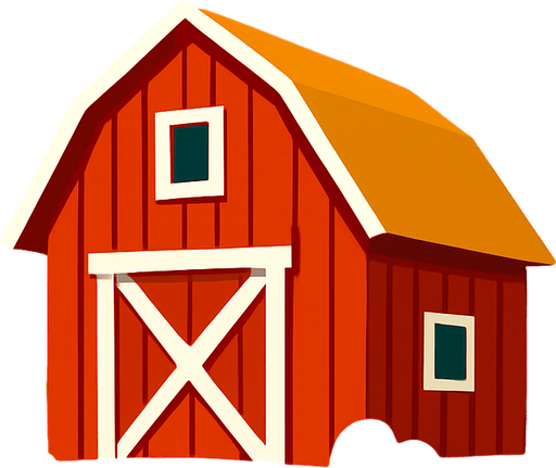 A vibrant cartoon-style background of a countryside scene with a barn, wooden fence, and wide blue sky, symbolizing American folk music. Add subtle music notes or banjo silhouette in the background. Export as a wide PN.
In-Game asset.  2d.  High contrast.  No shadows