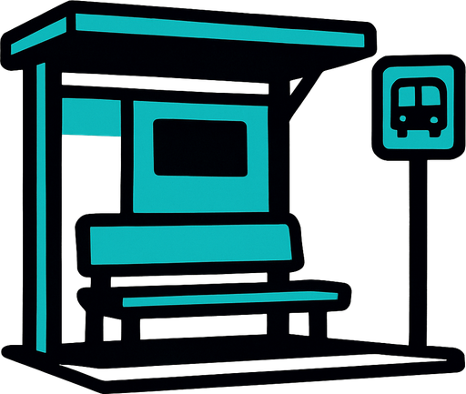 bus stop.
In-Game asset.  2d.  High contrast.  No shadows