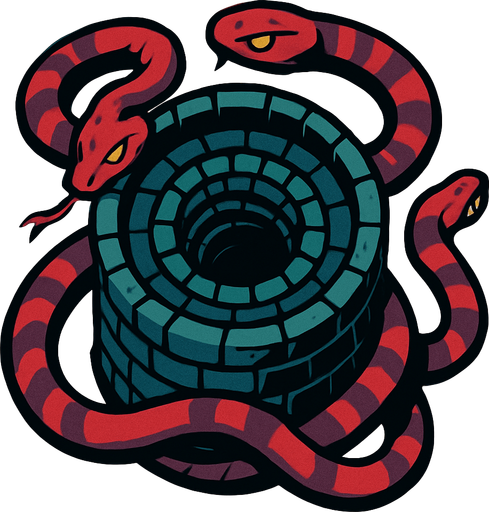 torrre con serpientes desde arriba.
In-Game asset.  2d.  High contrast.  No shadows