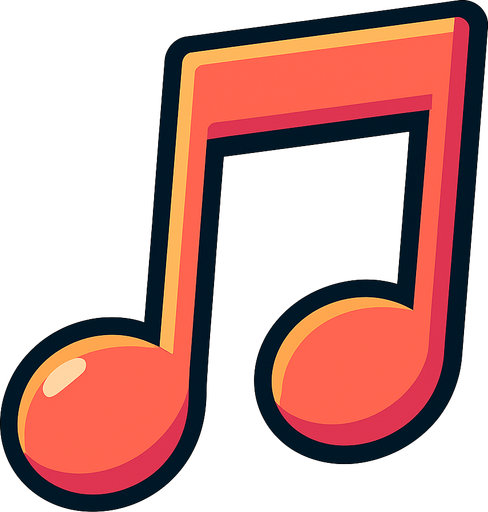 nota musical.
In-Game asset.  2d.  High contrast.  No shadows