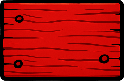 Rectángulo de madera color rojo.
In-Game asset.  2d.  High contrast.  No shadows