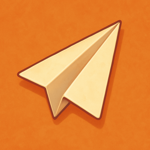 A paper plane. Cute soft graphics. soft ambient light. semi-matte to satin surfaces. naturalistic with slight saturation boost colors. 
In-Game asset.  2d.  High contrast.  No shadows. top down..
In-Game asset.  2d.  High contrast.  No shadows