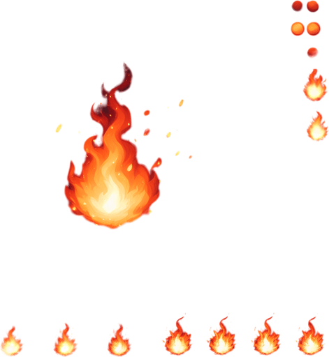 Fire particle. Single Game Texture. In-Game asset. 2d. black background. High contrast. No shadows.