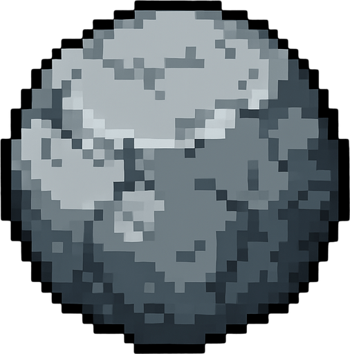 Quiero una roca de color gris, circular, en estilo 32 bits.
In-Game asset.  2d.  High contrast.  No shadows