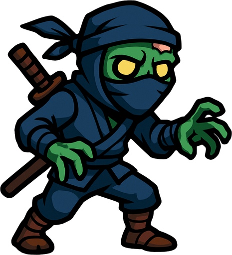 Ninja zombie.
In-Game asset.  2d.  High contrast.  No shadows