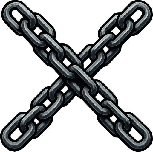 Metal chains in x shape.
In-Game asset.  High contrast.  No shadows
