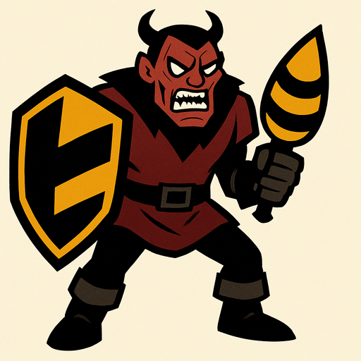 kalkanlı yaban arası kötü adam.
In-Game asset.  2d.  High contrast.  No shadows